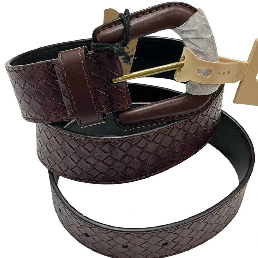 Frye‎ Co Belt Womens M Brown Faux Leather Woven Pattern Casual Western Rodeo